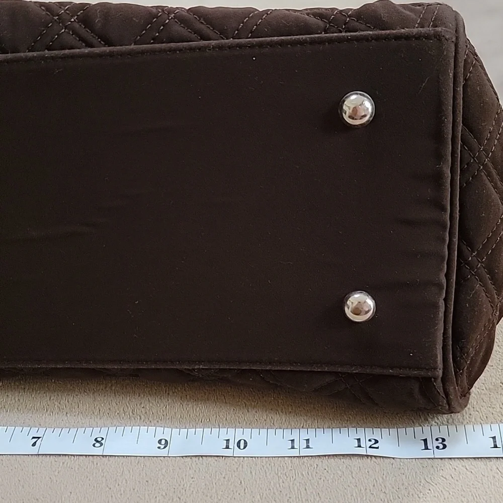 Vera Bradley Solid Brown Quilted Studded Doctor Stachel Shoulder Bag EUC